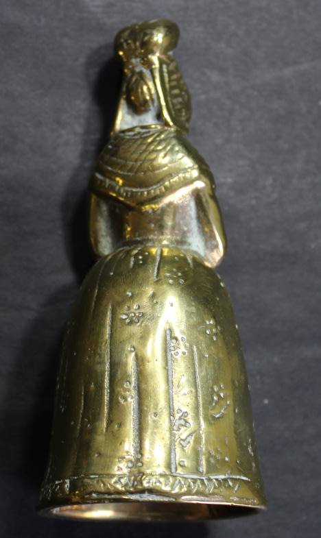 Vintage Solid Brass Hand Bell Figurine of Lady