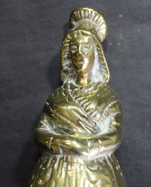 Vintage Solid Brass Hand Bell Figurine of Lady