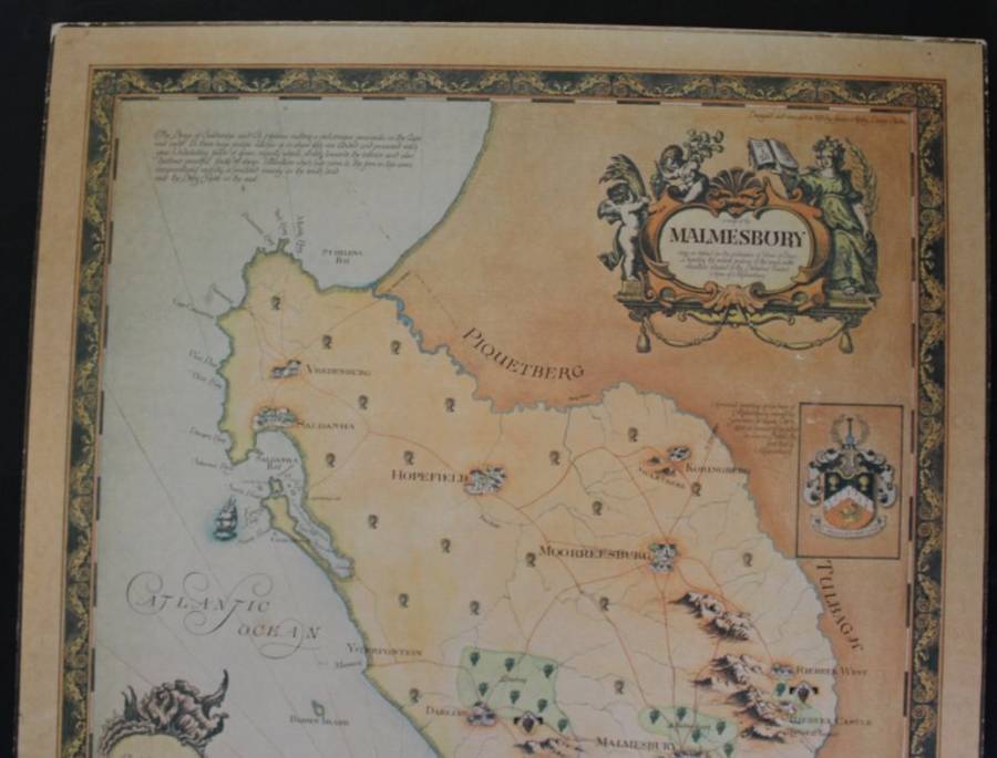 Cape Wine Lands Wine Farm Map - Malmesbury By Janice Ashby 1973 Blockmounted.