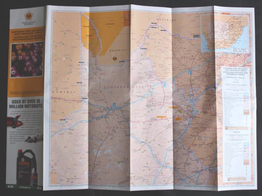 Vintage Folded AA Road Maps - Northern Cape and Kimberley Three Maps 1990's
