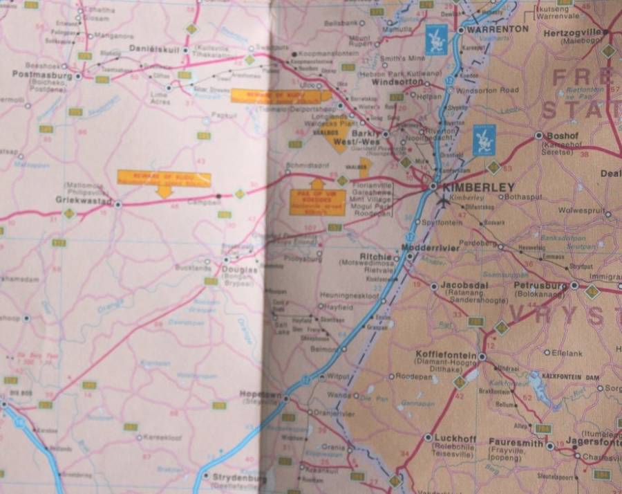 Vintage Folded AA Road Maps - Northern Cape and Kimberley Three Maps 1990's