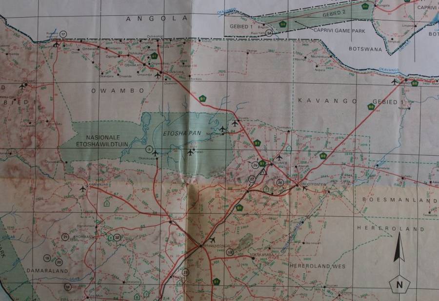 Vintage South West Africa Folded 1986 Road Map
