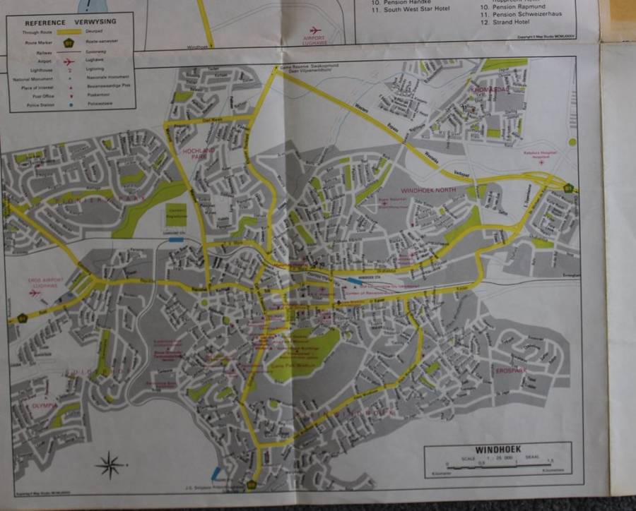 Vintage South West Africa Folded 1986 Road Map