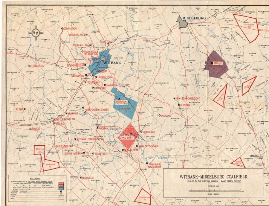 Rand Mines Coalfields Witbank & Middelburg 1950 1 x Map Digital Download