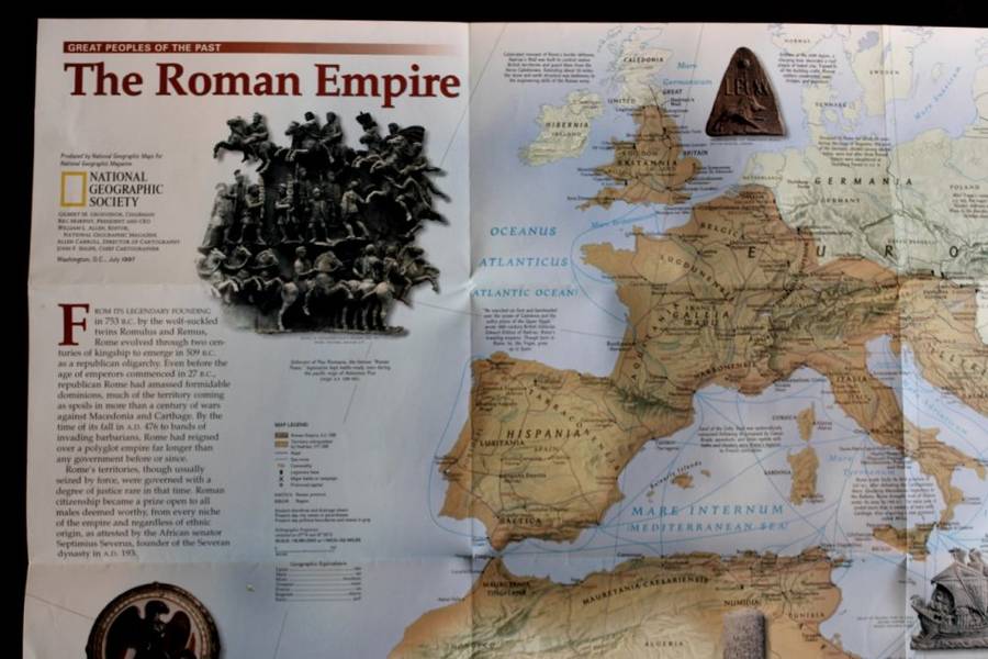 National Geographic Folded Map The Romans Roman Empire Map July 1977