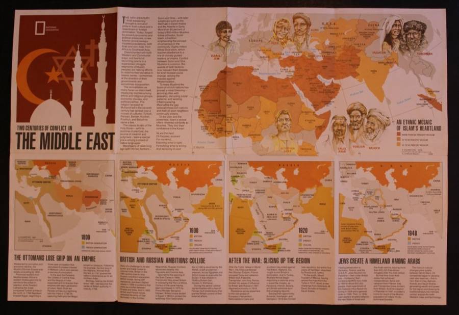 National Geographic Folded Map of The Middle East In Turmoil Sept 1980