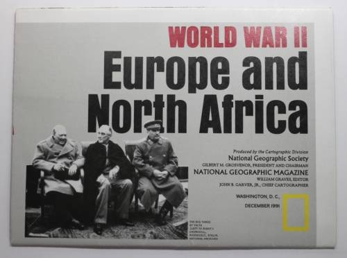 National Geographic Folded Poster of WW2 Europe and Pacific Theaters Dec 1991