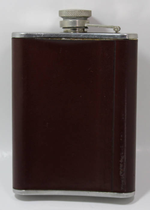 Vintage 6oz Stainless Steel Hip Flask with Leather Surround