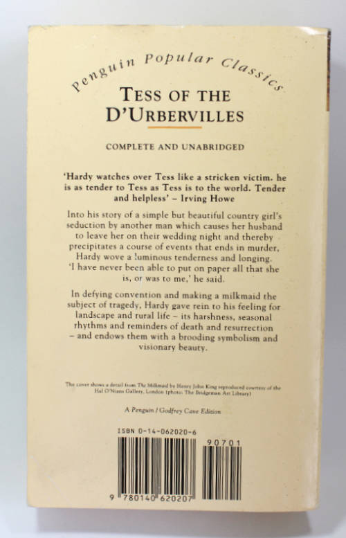 Tess Of The D`Urbervilles by Thomas Hardy penguin Classics Softcover Book