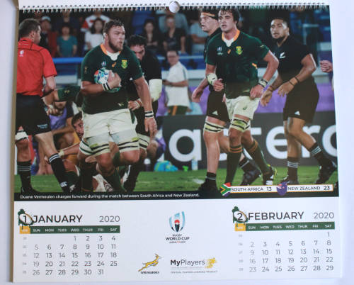 Rare Rugby World Cup 2019 Springboks World Champions Calendar 2020.