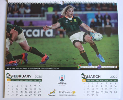Rare Rugby World Cup 2019 Springboks World Champions Calendar 2020.
