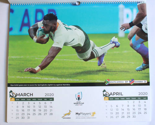 Rare Rugby World Cup 2019 Springboks World Champions Calendar 2020.