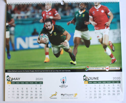 Rare Rugby World Cup 2019 Springboks World Champions Calendar 2020.