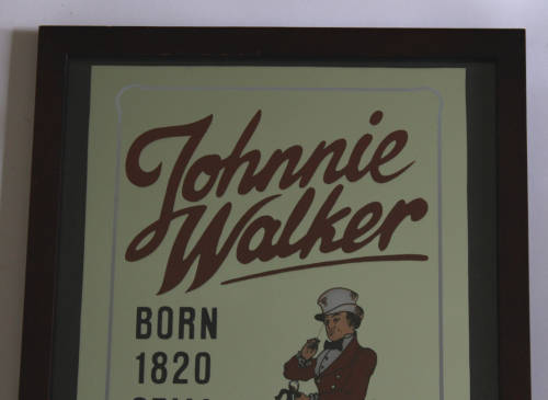 Johnnie Walker Scotch Whisky Bar Mirror in Black Frame