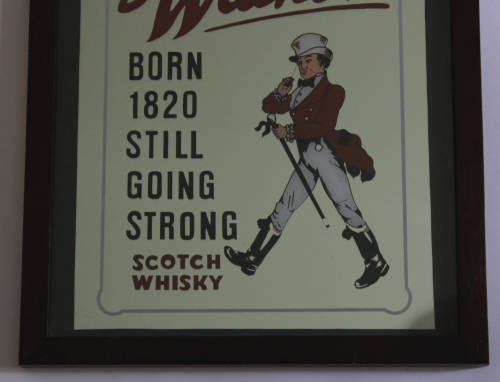 Johnnie Walker Scotch Whisky Bar Mirror in Black Frame