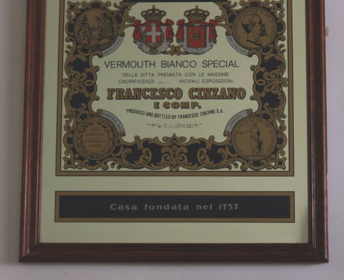 Vintage Cinzano Vermouth Bianco Special Framed Bar Mirror