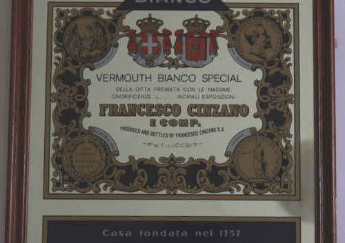 Vintage Cinzano Vermouth Bianco Special Framed Bar Mirror