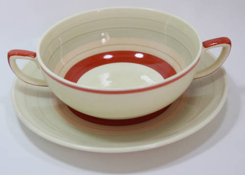 Vintage Susie Cooper Soup Bowl with Saucer Pattern 499