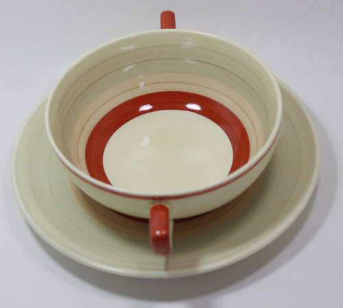 Vintage Susie Cooper Soup Bowl with Saucer Pattern 499