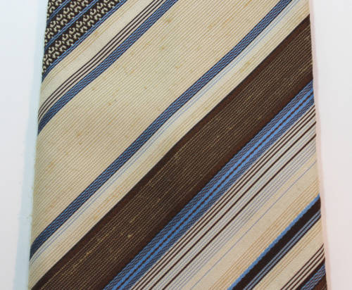 Beige with Blue and Brown Stripes Classic Necktie Comme Soie by Cravateur