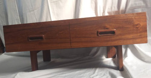 Classic 1970`s John Tabraham Design Solid Kiaat Headboard and Sidetables for Kallenbach`s