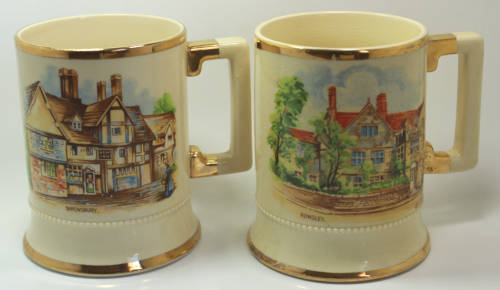 Pair of Vintage Arthur Wood `Ye Olde English Inns` Beer Tankards