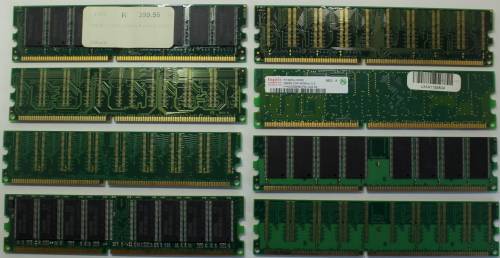 Eight Assorted Legacy Desktop PC Memory Modules DDR1 133/333/400MHz 256/512MB/1GB
