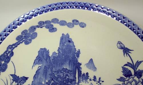 Imperial Imari Blue and White Large Decorative Wall Plate