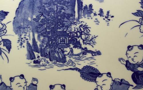 Imperial Imari Blue and White Large Decorative Wall Plate