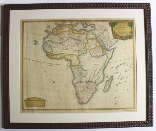 Framed Reproduction Print of map L`Afrique Dresee By Robert de Vaugondy 1756