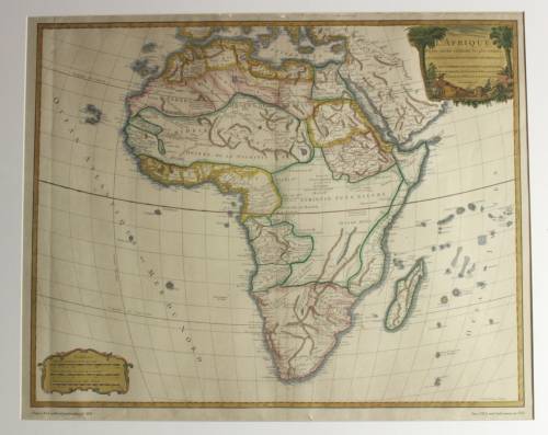 Framed Reproduction Print of map L`Afrique Dresee By Robert de Vaugondy 1756