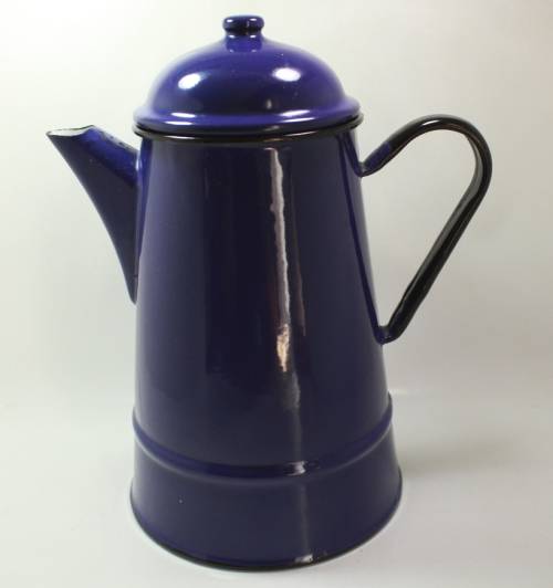 Vintage Tall Decorative Poland Blue Enamel 1.2L Coffee Pot