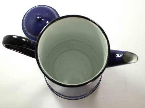 Vintage Tall Decorative Poland Blue Enamel 1.2L Coffee Pot