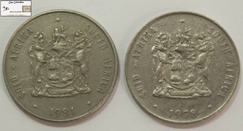 South Africa 1 Rand Coins 1978 & 1981 (Two Coins) VF20 Circulated