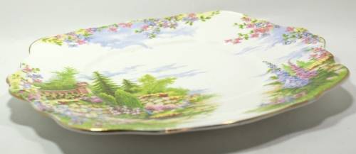 Royal Albert Bone China `Kentish Rockery` Handled Cake Plate