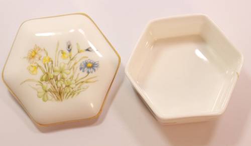 Hammersley Bone China Hexagonal Small Trinket Bowl with Lid