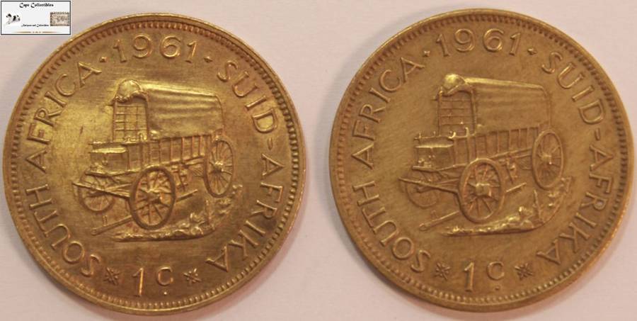 South Africa 1 Cent 1961 x 2 (Two Coins) Circulated