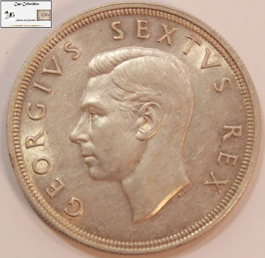 South Africa 5 Shillings 1949 Coin XF40 `Springbok` Circulated