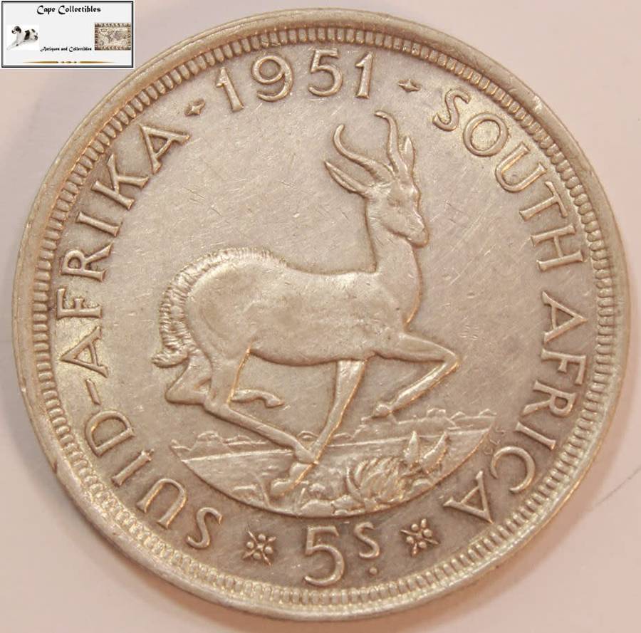 South Africa 5 Shillings 1951 Coin`Springbok` Circulated
