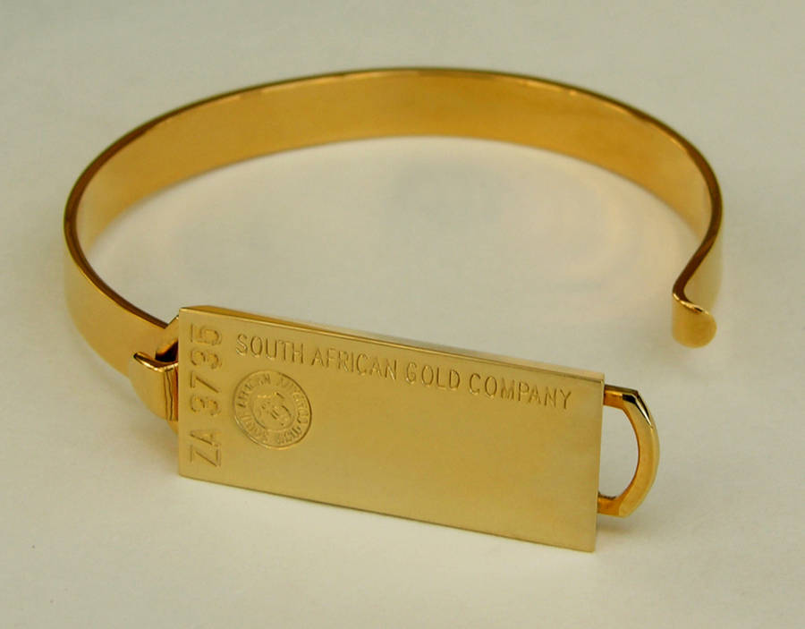 SOUTH AFRICAN GOLD COMPANY 24Kt GOLD BAR BANGLE - BRACELET - GREAT GIFT IDEA!