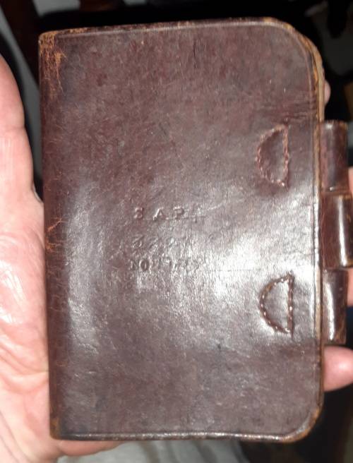 Collectors item. 70 year old leather S.A.P standard issue (Ticket/Fine note book cover).