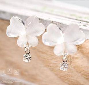 White Butterfly Looking Earrings