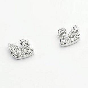 Swarovski Style Logo Swan Rhinestone Earrings/Studs