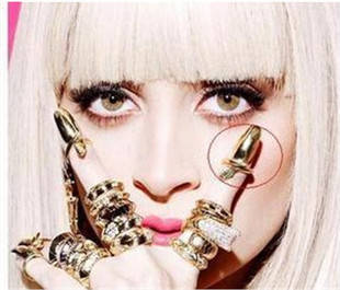 Lady Gaga Fashion Nail Ring - Silver, Gold