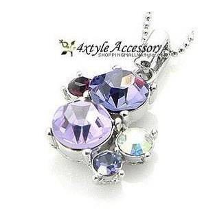 Pink&Purple Cubic Zirconia Pendant Necklace