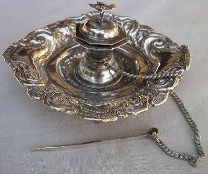 FOR MSCIWAY ONLY PLEASE!!! UNUSUAL ORNATE c 1890s INDIAN STERLING SILVER SINDOOR Holder/pot  54.6gr