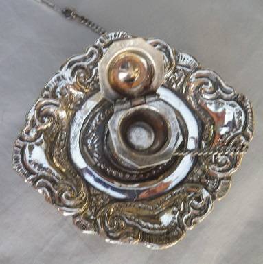 FOR MSCIWAY ONLY PLEASE!!! UNUSUAL ORNATE c 1890s INDIAN STERLING SILVER SINDOOR Holder/pot  54.6gr