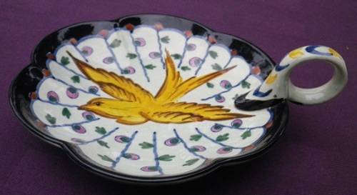 UNUSUAL "ROYAL ZUID HOLLAND" GOUDA HANDPAINTED CANDY DISH. SWALLOW DESIGN.