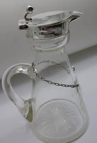Whisky Noggin with hallmarked silver lid and label. HB Johnson and Company, B/ham 1910. 11cm