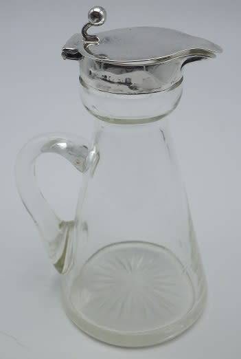Whisky Noggin with hallmarked silver lid and label. HB Johnson and Company, B/ham 1910. 11cm